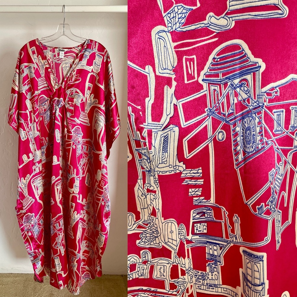 NWT Fabulous ISLE of CAPRI Italy Artisan Italian Print CAFTAN Dress O/S